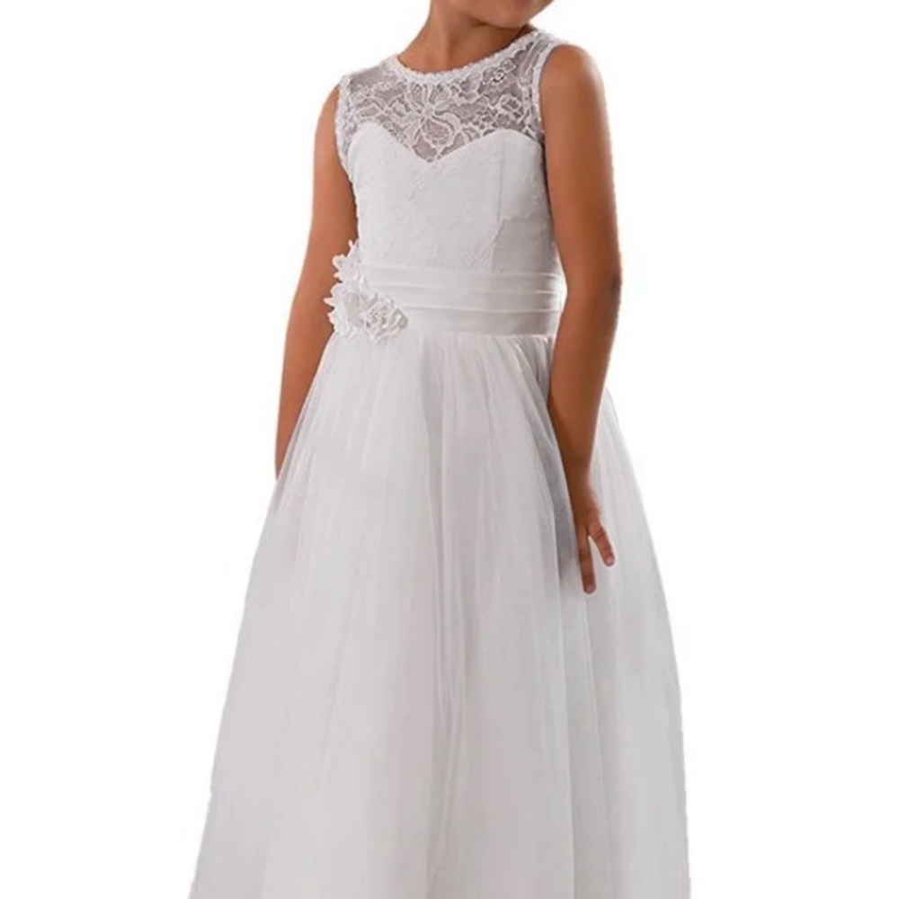 Elegant White Lace Kids Formal Gown